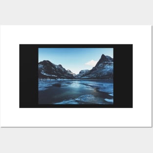 Innerdalen Lake and Mountain Range on Freezing Cold Winter Day (Norway) Posters and Art